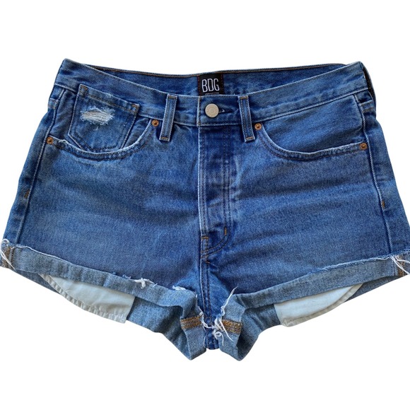 BDG Pants - BDG Denim Shorts Women 28 Blue High Rise Button Fly Distressed Cuffed Festival‎